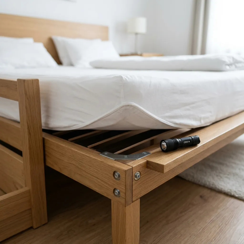 Bed bug inspection of a bed frame and mattress in a Sydney home